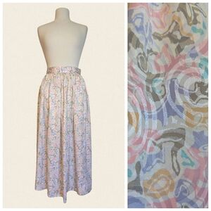 Pastel Vintage Swirl Abstract Maxi Highrise Skirt By Marc Allen Size XS*